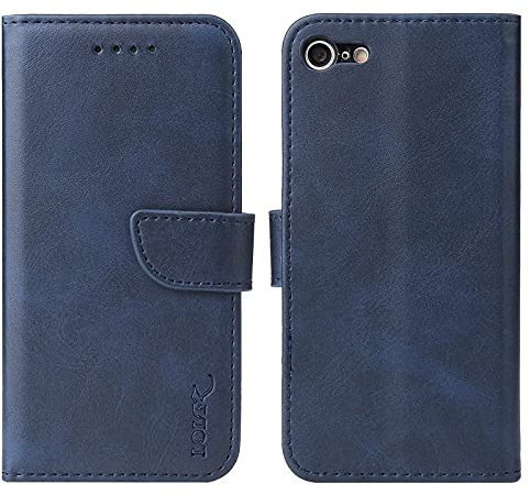 LOLFZ Wallet Case for iPhone 6 iPhone 6S, Vintage Leather Book Case with Card Holder Kickstand Magnetic Closure Flip Case Cover for iPhone 6 iPhone 6S - Blue