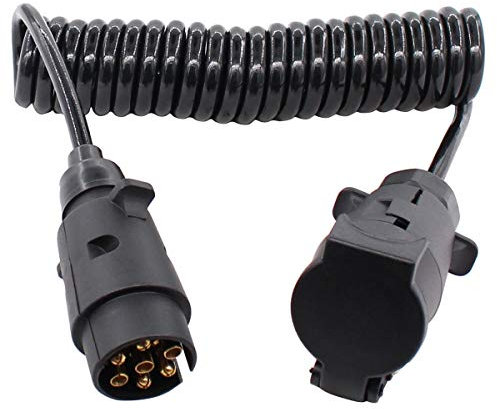Anhänger Verlängerungskabel Spiralkabel 12 V Anhängerkabel 7 Polig 3M Anhängersteckdose Adapter für Auto Wohnwagen RV Schwarz