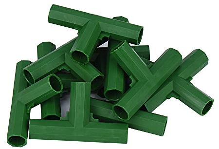 10 Stück Gewächshausrahmen Steckverbinder Pflanzpfähle Zaunrohrverbinder Gewächshaus Gebäude Rasenstützen (16mm, Flat 3 Wege)