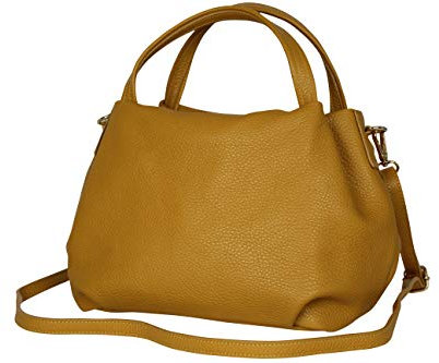 AMBRA Moda Damen handtasche Henkeltasche Schultertasche aus Echtleder GL023 (Senfgelb)