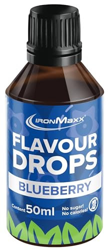 IronMaxx Flavour Drops - Blueberry 50ml | kalorienfrei & zuckerfrei | vegane Aromatropfen zum süßen von Lebensmitteln | praktischer Tropfer-Verschluss