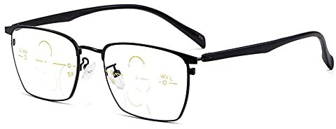 CAOXN High-Definition-Anti-Strahlungs-Computer-Lesebrille Herren-Reintitan-Halbrahmen-Business-Reader-Dioptrie +1,0 Bis +3,0,Schwarz,+2.00