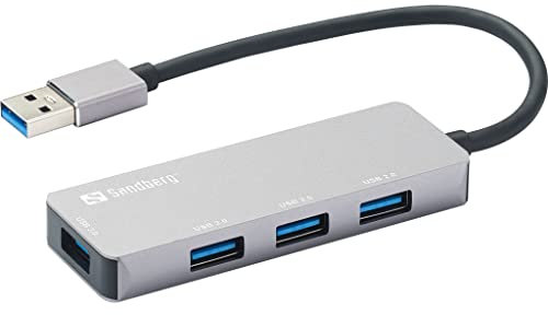 Sandberg USB-A Hub 1xUSB3.0+3x2.0 Saver | USB-Hub | 4 Datenanschlüsse | Plug & Play | USB-C Multiport-Adapter | Schnelle Datenübertragung | USB-Erweiterung für PC Laptop MacBook Computer | Saver