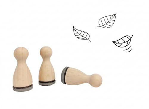Ministempelset Herbstblätter | 3 Stempel mit 12mm Durchmesser | Holzstempel Herbst/Oktober