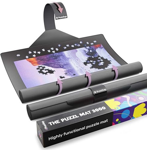 Puzzlup Puzzlematte bis 3000 Teile - 95 x 150 cm - Premium Puzzle Rolle für 500, 1000, 1500, 2000 und 3000 Teile - In Sekunden zusammenrollen - Puzzle Matte Rolle mit Geschenkverpackung