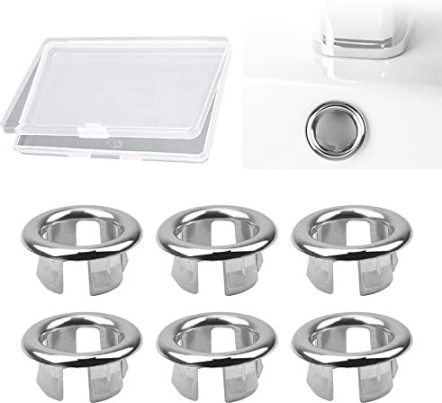 UFURMATE Lot de 6 anneaux de trop-plein pour évier de cuisine, salle de bain, lavabo (argenté)