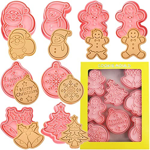 8 Stück Weihnachten Ausstecher, Weihnachten Keksausstecher Backset zum, 3D Fondant Ausstechformen, Keksausstecher Kunststoff für Kinder, Cookie Cutter für Backen Form schokolade Tortendekorationen
