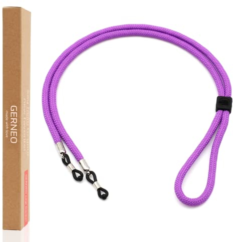 GERNEO® – DAS ORIGINAL – Florenz – Premium Brillenband für Sonnenbrillen & Lesebrillen Lavender mit Silber Halterungen – verstellbar mit Kabelzug & Logogravur