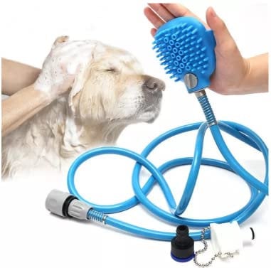 Dog Shower Sprayer and Scrubber Tool in One Indoor Outdoor Dog Bath Pet Grooming for Dogs Cats Wash Massage with Hose Attachment