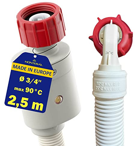 Aquastop Schlauch für Waschmaschine und Spülmaschine 2,5m Wasserstop mit Ø 3/4 Zoll Winkel und Geradem Sicherheitsventil Waschmaschine Zulaufschlauch mit 10 Jahren Garantie - Monteral