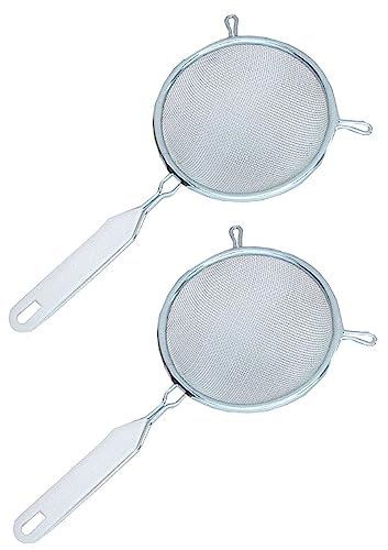 Sanixa GP2447_x2 - Set di 2 colini da cucina in metallo con manico in plastica, diametro 12 cm, filtro in metallo, filtro per pasta domestica, a maglia fine