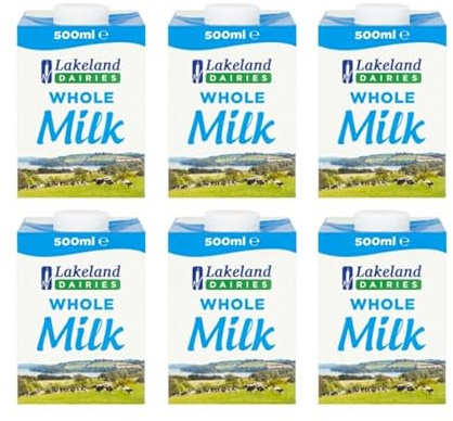 6 x 500ml Dairies UHT Whole Full Fat Milk Long Lasting