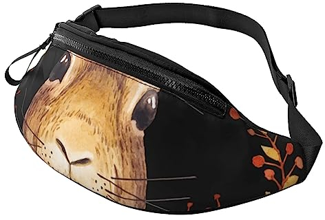 Regenbogen-Sport-Hüfttasche mit Reißverschluss und Kopfhörerloch, Laufgürteltasche mit verstellbarem Gürtel für Männer und Frauen, Hasen-Rosette., Einheitsgröße