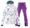 ALSOGO Damen Skianzug Schneeanzug Winddicht Wasserdicht Skifahren Snowboardjacke Trägerhose Set Zum Skifahren Snowboarden Klettern SMNWT+Purple XL