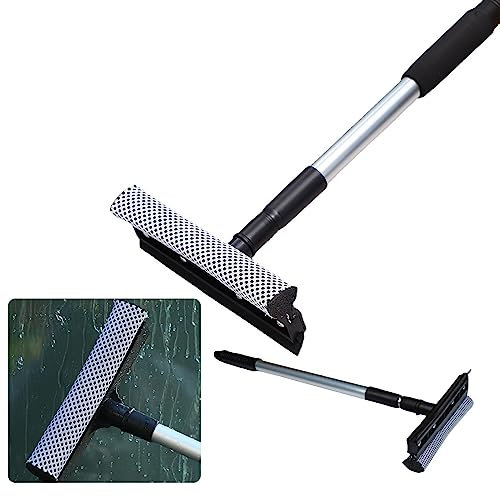 Camiraft Raclette pour Pare-Brise et vitre de Voitures,Raclette à Vitre Balai Raclette Sol avec Éponge et Raclette Rotatif à 180°Utilisation Humide et Sèche,Outil de Nettoyage d'essuie pour fenêtre