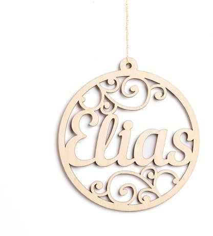 KS Laserart - Personalisierte Weihnachtskugel aus Holz mit Namen - Weihnachtsschmuck Ornament Weihnachtsbaum Dekoration - Geschenk Weihnachten (Motiv 05)