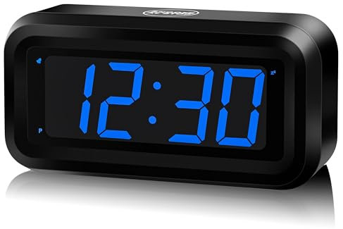 KWANWA Wecker für Schlafzimmer,Digitaluhr batteriebetrieben mit großer 1,2'' LED-Zeitanzeige, einstellbare Helligkeit, 12/24 Stunden, tragbar, kabellos, Wecker für Reise/Wand/Regal/Schreibtisch