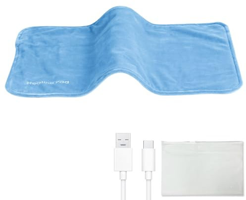 FakeFace Cojín térmico USB de 5 V, lavable, para invierno, de grafeno, 30 x 60 cm, para aliviar la espalda, el cuello, los hombros y los calambres, color azul