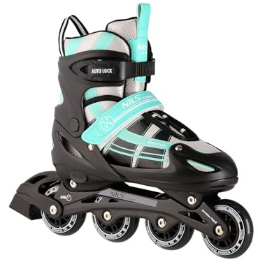 Nils Extreme 2-In-1 Inliner Eishockey Chaska, Farbe:Blau-Grün, Größe:S(31-34)