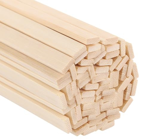 YAYODS 300 Stück Bambus Holzleisten - Holzleisten Zum Basteln 40cm Lang, 1 cm Breite, Natürliche Holzleisten für DIY Bastelprojekte, Modellbau