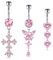 Rajnard Bauchnabelpiercing 14G Dangle Bauchbanane Barbell 10mm Chirurgenstahl baumelnden Bauchnabel Ringe Blume Schmetterling Herz Nabelpiercing Schmuck für Frauen Silber Rose Gold Rosa Blau