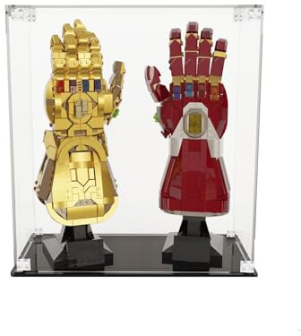 icuanuty Acryl-Vitrine für LEGO Marvel 76191 Infinity Gauntlet & für LEGO 76223 Nano Gauntlet, staubgeschützte Aufbewahrung und Organisation der Displaybox für LEGO Modell, Größe: 30 x 15 x 40 cm
