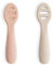 Mushie Cuillère D'apprentissage en Silicone | Lot De 2 Cuillères Pour Tout-Petits| Pour Bébé Pour Apprendre à Manger Seul | Lavable au Lave-Vaisselle | Blush/Shifting Sand