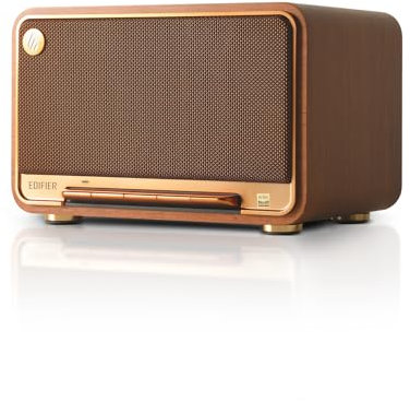 Edifier D32 Tabletop Wireless Speaker, Hi-Res Audio, LDAC, ALAC, 60W (RMS), 2.1 Acoustic Architecture, 11h Playtime, APP Control, Bluetooth 5.3, AirPlay2, USB-C and AUX Inputs, Brown