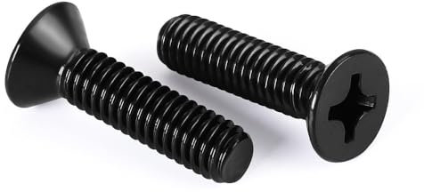 Dayalo Viti a testa svasata M6, viti nere con impronta a croce, 25 pezzi, in acciaio inox, viti filettate M6 x 20 mm, per casa, edilizia, macchinari, veicoli a motore