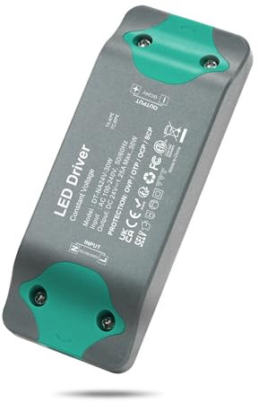 DUSKTEC Transformador 220V a 24V, LED Driver 30W, 24V DC Fuente de Alimentación Voltaje Constante 220V-240 AC 50/60Hz, Salida 24V DC para Bombillas LED y Tiras de Luz LED, Tira de LED y Lámpara LED