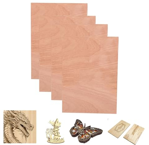 SCULPFUN 4 Stück Sapele Sperrholzplatten, 3mm dick Sperrholzbrett 30cm*20cm unbehandeltes Holz für Bastelarbeiten, Lasergravur und Schneiden