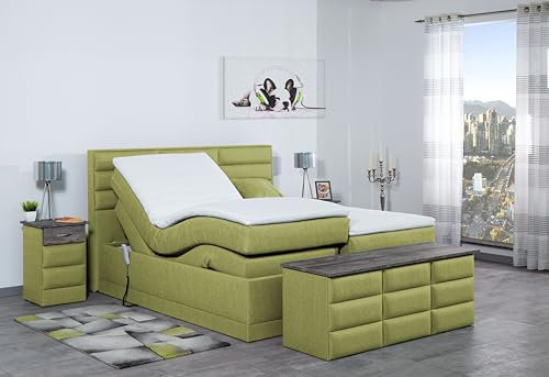 Boxspringbett Pino 240x220, WT-Apfelgrün, 7-Zohnen Taschenfederkernmatratze, Ergoflex - Inklusive Aufbau - Deutscher Hersteller