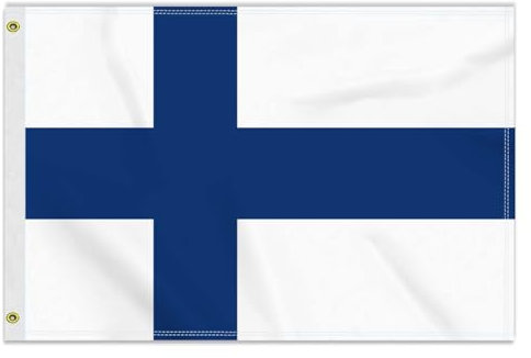 MacLand Finnland-Flagge, 60 x 90 cm, 150D Finnisches Outdoor-Banner, doppelseitiger Druck, amerikanische Dekoration für Terrasse, Garten, mit Messingöse, 60 x 90 cm