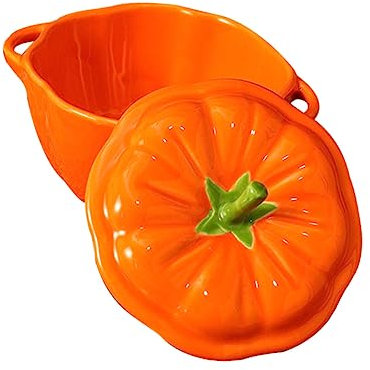Hoement 4 Pièces Bol De Citrouille Bol En Forme De Citrouille Pots De Bonbons Avec Couvercles Cocotte à La Citrouille Vaisselle D'action De Grâces Casserole De Orange Céramique