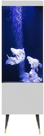 ZKALQECNF Fish Bowl Creative Living Room Office Fish Tank Living Room Home Floor Standing Back Filter Fish Tank Aquariums(White)