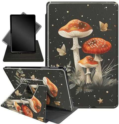 for Kindle Fire 7 case 2019 2017 Release 9th 7th Generation,360 Degree Rotating Stand Smart Protective Cover Case for Amazon fire 7 Tablet 9th/7th Generation,Red Mushroom