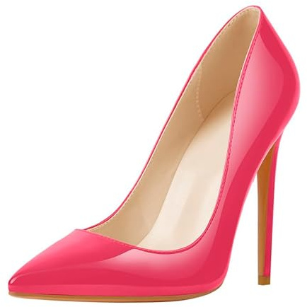 blingqueen Stiletto Heel Pumps for Women Pointed Toe High Heels Wedding Shoes Sexy 4.7 Inch Heel for Women Pole Dancing Shoes Casual Court Shoes Cherry Pink Party Dress Size 5 UK