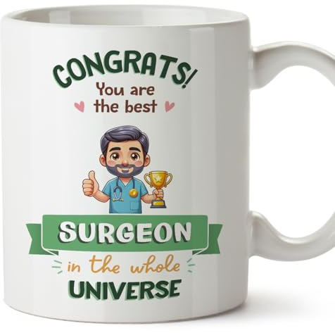 MUGFFINS Surgeon Man Mug - in English - Best in Universe Trophy - Funny Gift for Colleagues - Ceramic 11oz Mug