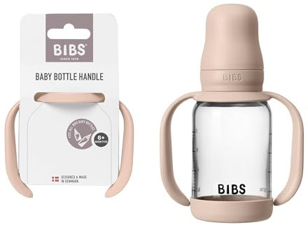 BIBS Griff Babyflasche - Griff für Babyflaschen - Kompatibel mit allen BIBS Baby Flaschen – Rutschfest & Ergonomisch - BPA-Frei - Ab 6 Monaten – Spülmaschinenfest - Blush