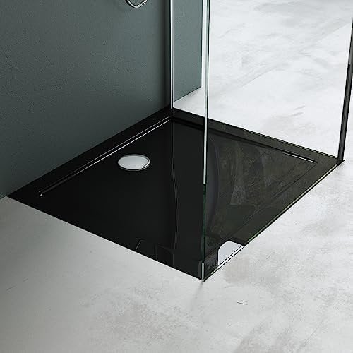 Mai & Mai Faro Shower Tray 75 x 90 x 4 cm High-Quality Acrylic Black Shape: Rectangular