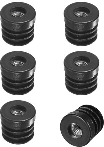 M METERXITY 6-Pack Inserts for Round Tubes with M8 Thread, 1 (25mm) OD Plastic Tube Insert for Chair/Table/Caster, Tubing End Cap Floor Protectors Metal Furniture Legs Glide Plug