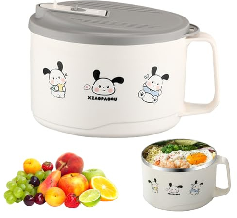 Umllpet Ramen Schüssel Aus Edelstahl, Instant Nudeln Schüssel, Nudelschüssel, Ramen Instant Nudelnbowl Suppenschale, Ramenschüssel Set mit Deckel, für Pasta, Obst (A-1100ml)