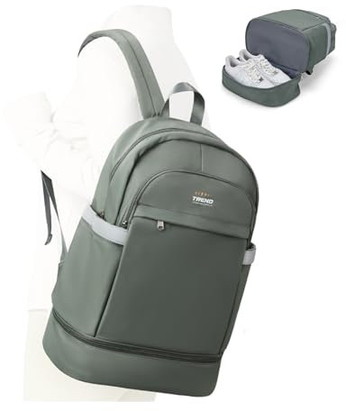 suradar Sportrucksack Damen Großer Reiserucksack mit Schuhfach und Nasstasche für Damen Herren Laptop-Rucksack für Fitness Pendeln und Reisen Schwimmrucksack Armeegrün