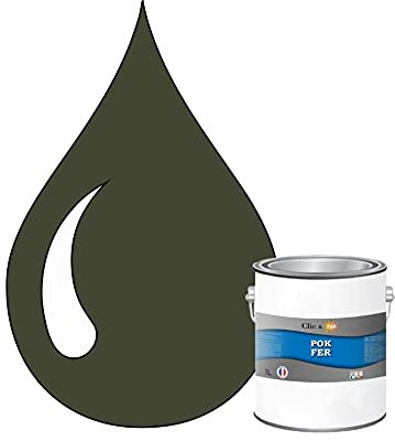 POK Peinture fer antirouille - Laque extérieure Semi-Brillante FER - 1L - RAL 6003 Vert olive