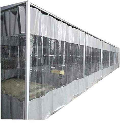 Tenda termica per garage, in PVC grigio trasparente, 0,5 mm, antivento, impermeabile, per esterni, per giardino, balcone, terrazza, pergola, 7 x 3 m, design con occhielli