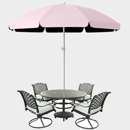 YHDMDQ Rund Tischschirm Sonnenschirm Mit 8 Rippen, 180/220/240/260cm Terrassenschirm Gartenschirm, Outdoor Regenschirm Sonnenschutz Marktschirm Balkonschirm Strandschirm(Pink,2.4m/7.8ft)