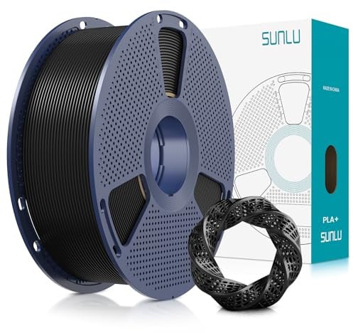 SUNLU PLA+ 3D Printer Filament, Tougher PLA Plus Filament 1.75mm, 1KG Black | Upgraded PLA+ Filament, Strong and Toughness, Neatly Wound PLAPro, Dimensional Accuracy±0.02 mm, 1KG Spool
