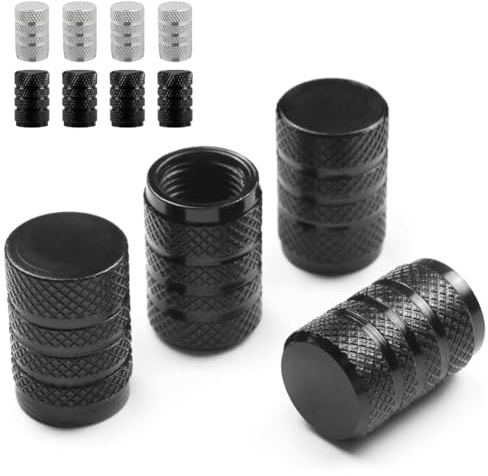 KEPYATI 8 Pcs Cappucci Per Valvole In Alluminio Alta Qualità, Set Tappi Valvole Ruote In Alluminio Anodizzato, Resistenti Alla Corrosione, Copri Perni Universali Per Auto Camion Motociclette Suv E Bic