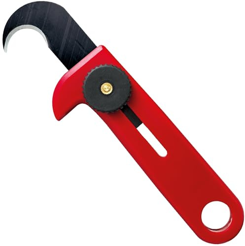 MASTERBRICO Cutter a Uncino Professionale Maxi Mass 170 mm | Lama Ultra Affilata in Acciaio al Manganese da 0,8 mm, Ideale per Guaine, Cordami, Imballaggi, Agricoltura, Edilizia