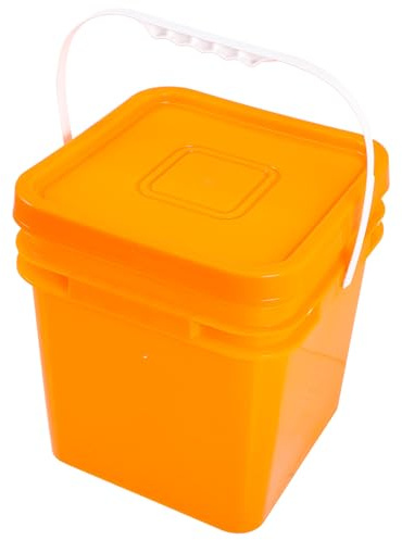 VICASKY 10l Multifunktionaler Waschmittelbehälter aus Kunststoff mit Dicht Schließendem Deckel und Tragegriff für Zuhause und Camping in Orange